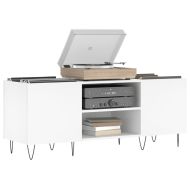 Шкаф за грамофонни плочи бял 121x38x48 см инженерно дърво