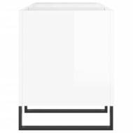 Шкаф за грамофонни плочи бял гланц 121x38x48 см инженерно дърво