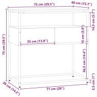 Конзолна маса, опушен дъб, 75x40x75 см, инженерно дърво