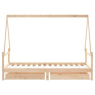 Детска рамка за легло с чекмеджета, 90x190 см, бор масив