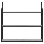 Стенен рафт на 3 нива сив сонома 80x21x78,5 см инженерно дърво