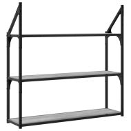 Стенен рафт на 3 нива сив сонома 80x21x78,5 см инженерно дърво