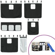 Завеси за високо детско легло, бяло и черно, полиестер