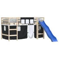 Завеси за високо детско легло, бяло и черно, полиестер