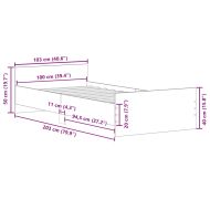 Рамка за легло, бяла 100x200 см, масивно дърво