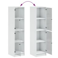 Висок шкаф със стъклени врати, бял, 35x37x142 см
