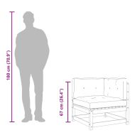 Градински ъглов диван с възглавници, борово дърво масив