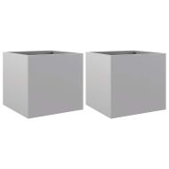 Кашпи, 2 бр, сребристи, 32x30x29 см, поцинкована стомана