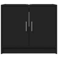 Долен шкаф за мивка, черен, 63x29x55 см, инженерно дърво