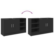 Долен шкаф за мивка, черен, 90x29x55 см, инженерно дърво