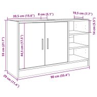 Долен шкаф за мивка, черен, 90x29x55 см, инженерно дърво