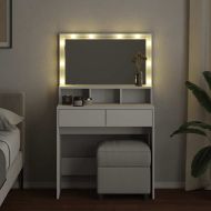 Тоалетка с LED, бяла, 80x41x134,5 см