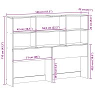 Горна табла с място за съхранение, 140 см, масивно дърво бор