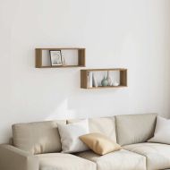 Стенни кубични рафтове, 2 бр, дъб артизан, 60x15x23 см