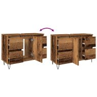 Шкаф за баня, старо дърво, 80x33x60 см, инженерно дърво