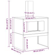 Огнище Черно 60 x 40 x 96 см Стомана