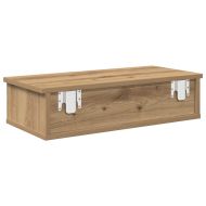 Стенен рафт с чекмеджета дъб артизан 60x28x15см инженерно дърво