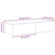 Стенен рафт с чекмеджета опушен дъб 80x33x17 см инженерно дърво