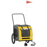 Ремарке за колело за любимци жълт и сив Оксфорд плат и желязо