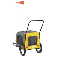 Ремарке за колело за любимци жълт и сив Оксфорд плат и желязо