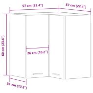 Висящ ъглов шкаф Riga Черен дъб 57 x 57 x 60 см Инженерно дърво