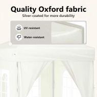 Сгъваема парти палатка със странични стени, кремава, 2x2 м