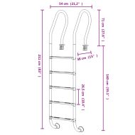 Стълба за басейн 54x38x211 см неръждаема стомана 304