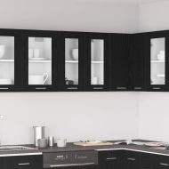 Висящ стъклен шкаф с рафт Riga Черен дъб 60 x 31 x 60 см