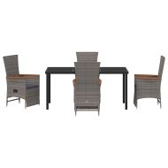 Комплект за хранене в градината 5 pcs Сив полиратан