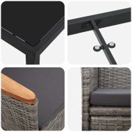 Комплект за хранене в градината 7 pcs Сив полиратан