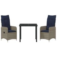 Комплект за хранене в градината 3 pcs Сив полиратан