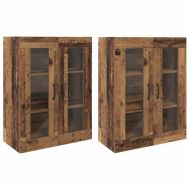 Стенни шкафове 2 pcs Старо дърво 69,5 x 34 x 90 см