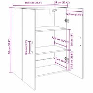 Стенно шкафче 2 pcs Старо дърво 69,5 x 34 x 90 см