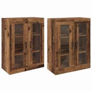 Стенни шкафове 2 pcs Старо дърво 69,5 x 34 x 90 см