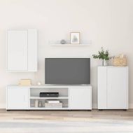 Комплект ТВ шкаф Монтиране на стена 4 pcs Бяло Инженерно дърво