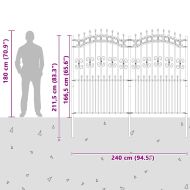 Градска ограда Сив 215 cm Прахово покритие стомана