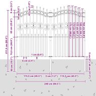 Градска ограда Сив 215 cm Прахово покритие стомана