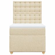 Боксспринг легло с матрак, кремаво, 100x200 см, плат