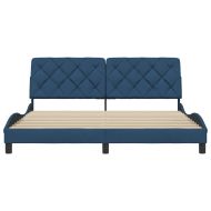 Рамка за легло без матрак, синя, 180x200 см, плат