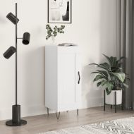 Сайдборд, бял, 34,5x34x90 см, инженерно дърво