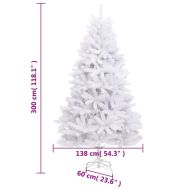 Изкуствена коледна елха с шарнири и стойка бяла 300 см