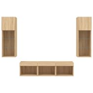 ТВ стенни модули с LED, 5 части, сонома дъб, инженерно дърво