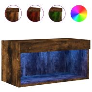 ТВ шкаф с LED осветление, опушен дъб, 60x30x30 см