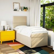 Боксспринг легло с матрак, кремаво, 100x200 см, плат