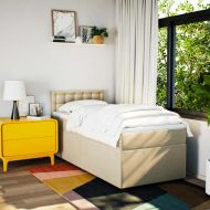 Боксспринг легло с матрак, кремаво, 100x200 см, плат