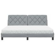 Легло с матрак, светлосиво, 180x200 см, плат