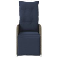 Градински стол с възглавници, сив, полиратан