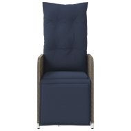 Градински столове с регулируема облегалка, 2 бр., с възглавници, сиви, полиратан