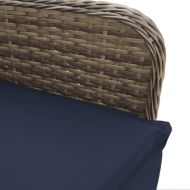 Градински столове с регулируема облегалка, 2 бр., с възглавници, сиви, полиратан