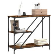 Конзолна маса, опушен дъб, 88,5x30x75 см, инженерно дърво